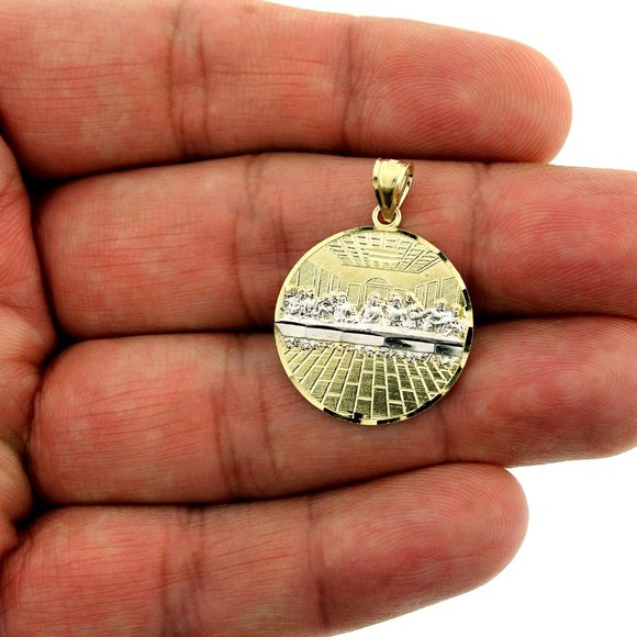 10K Real Gold Rope Chain and Last Supper Pendant Set - Picture 2 of 8